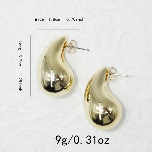 New 18k Gold Plated Tear Drop Chunky Earrings - Picture 5 of 5